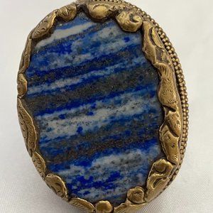 Lapis lazuli stone and bronze ring hand made.  New without tags.
